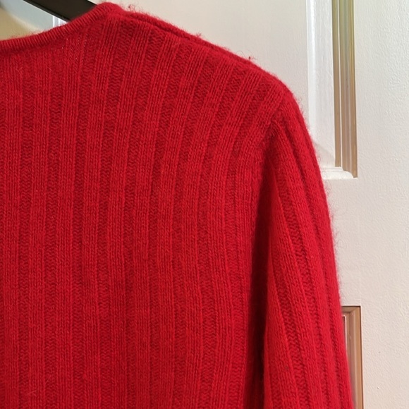 Vintage Rafaella Angora Lambswool Nylon Blend Red Ribbed Sweater - Size Medium - Picture 6 of 8